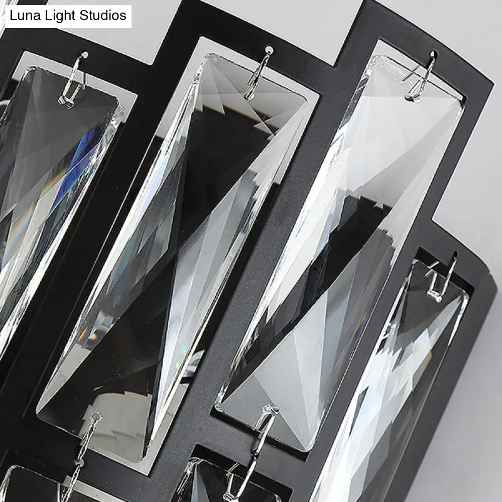 Modern black crystal half cylinder wall lamp living room sconce