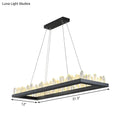 Decorbites™ black rectangular led ceiling light with crystal icicle accents and modern design in warm and white light
