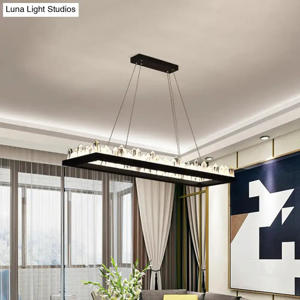 Modern black crystal icicle led ceiling light dining room chandelier
