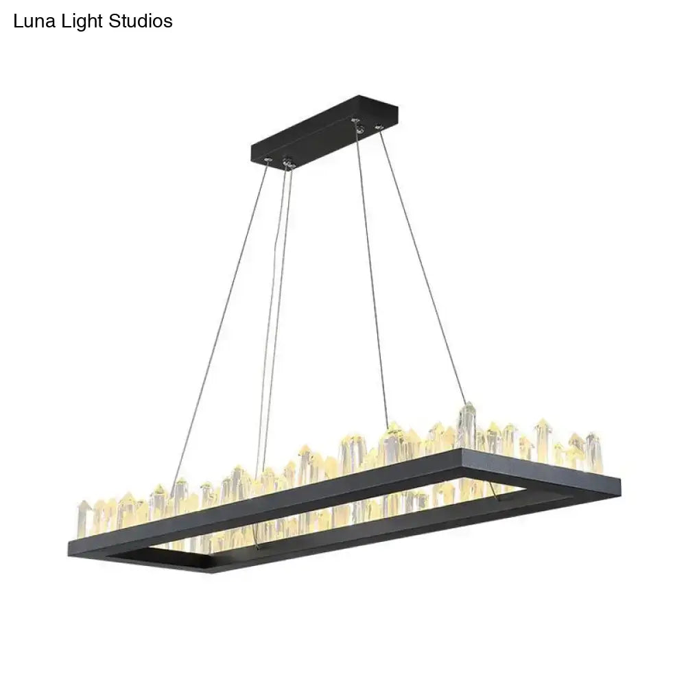 Modern black crystal icicle led ceiling light dining room chandelier
