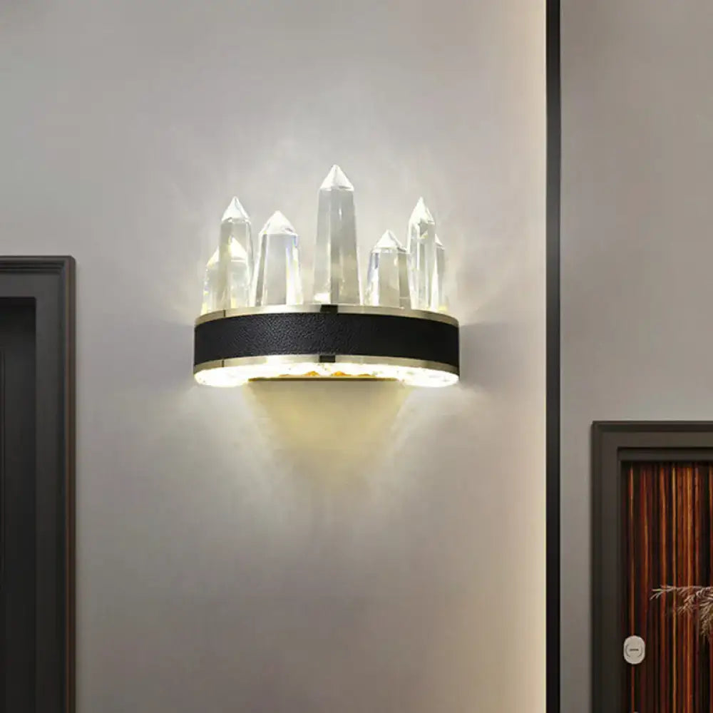 Modern black crystal led wall sconce icicle shaped wall living room