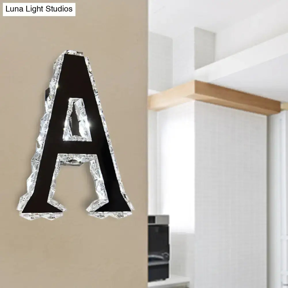 Modern black crystal letter a wall sconce bedroom white warm natural light