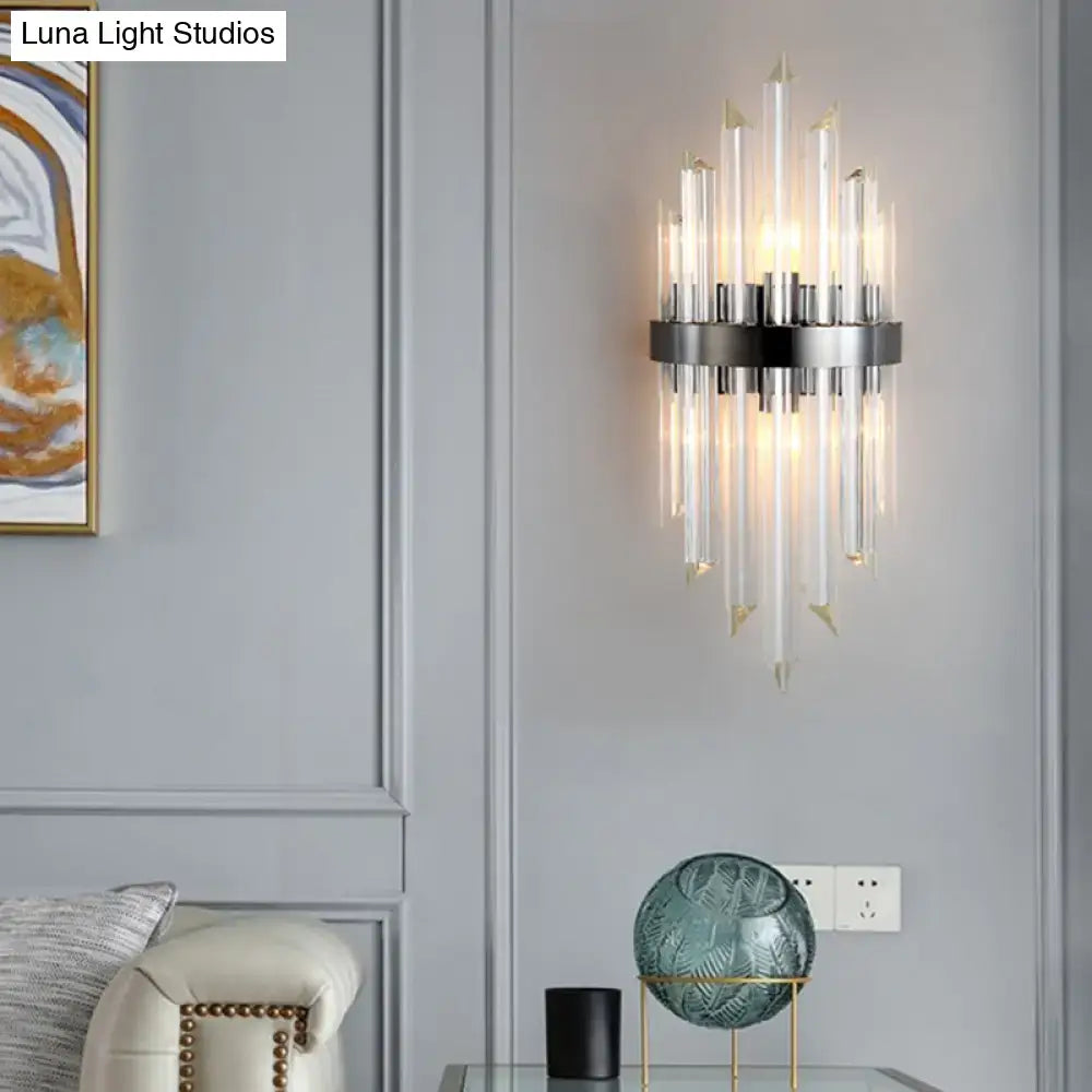 Modern black crystal wall lamp for living room