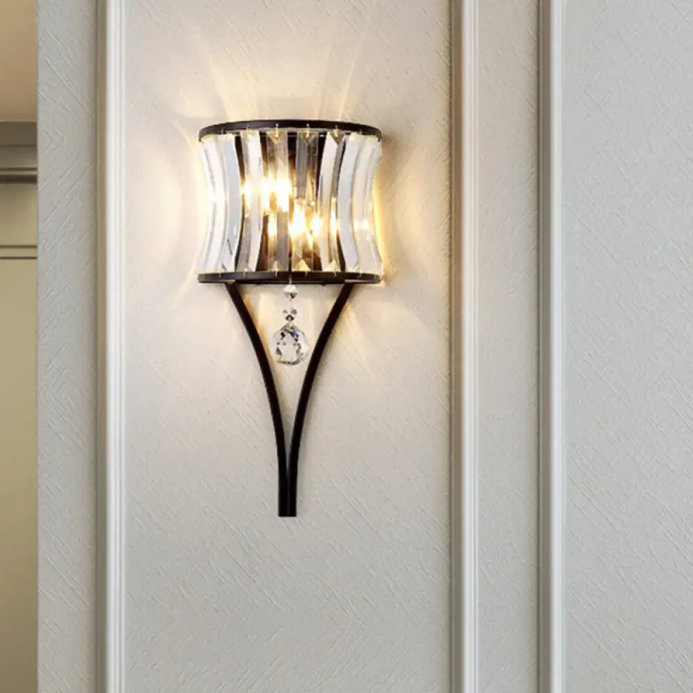 Modern black crystal wall sconce – bedroom wall mounted lighting