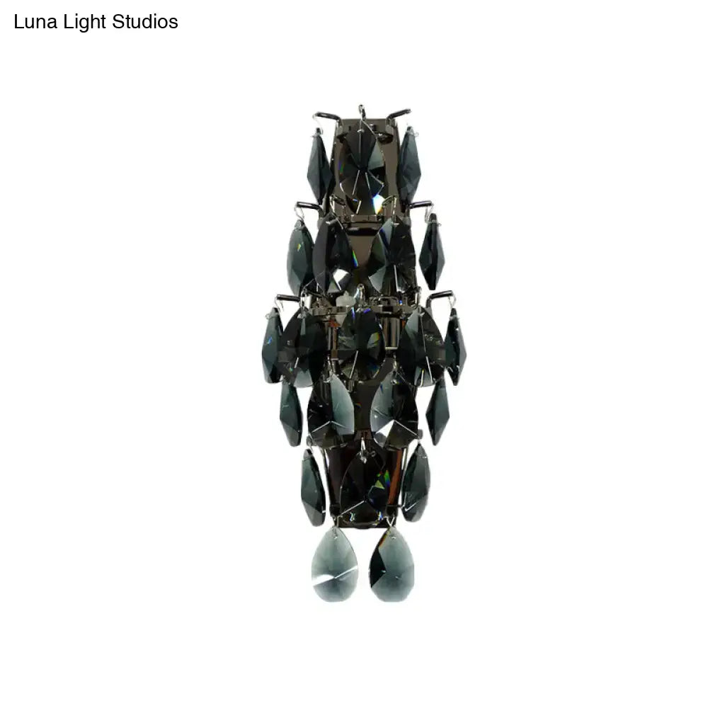 Modern black crystal wall sconce living room gem fixture