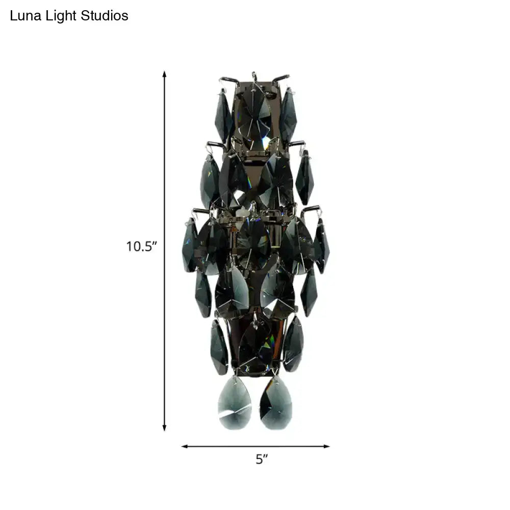 Modern black crystal wall sconce living room gem fixture