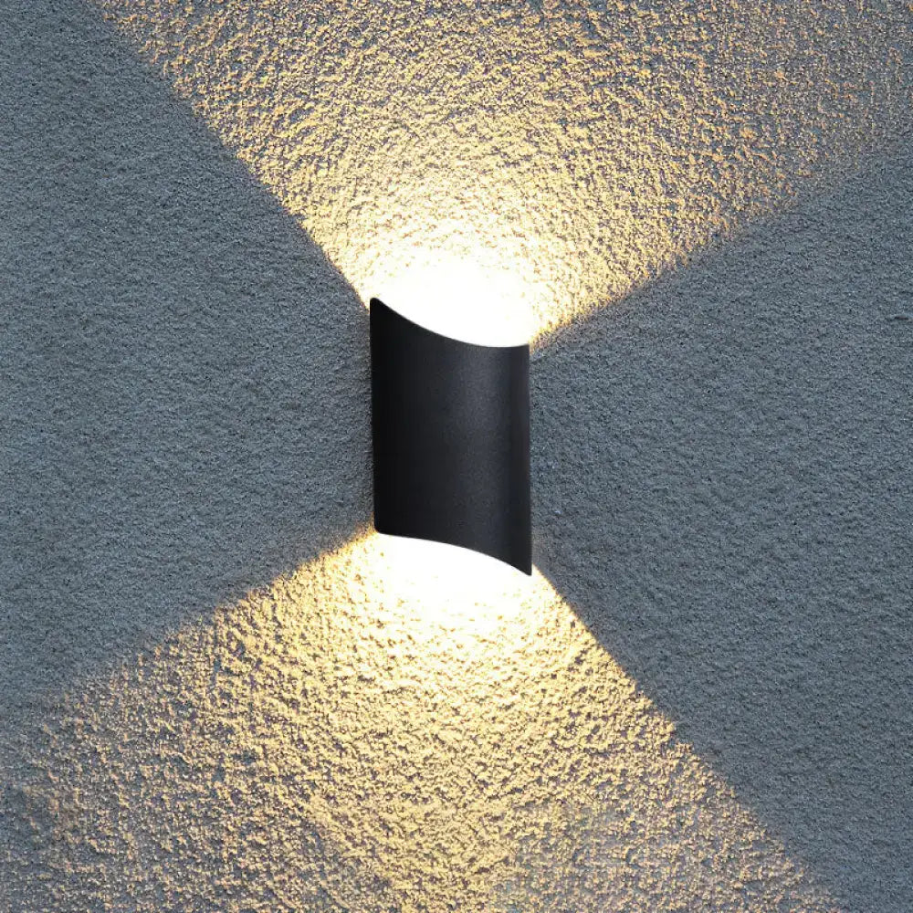 Modern black curved led wall lamp yard outdoor light