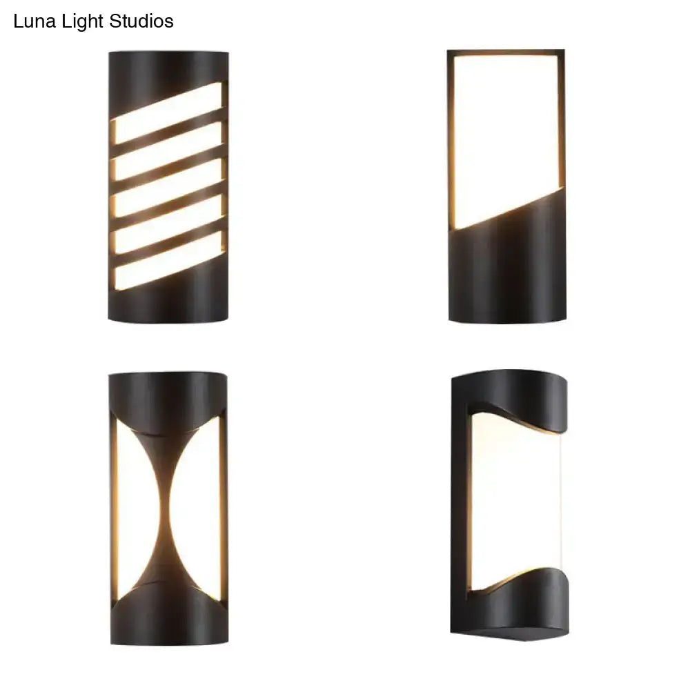 Modern black curved outdoor wall sconce – patio led light
