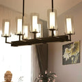Modern black cylinder clear glass island light kitchen chandelier