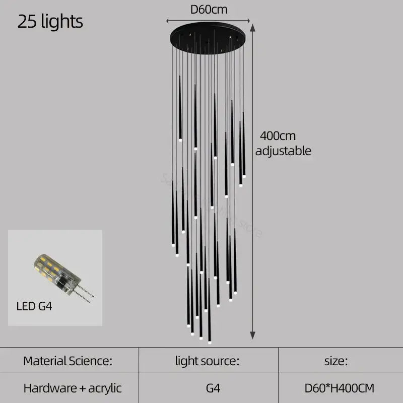 Modern black decorbites conical chandelier stair lamp kitchen lighting