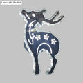 Modern black deer led light with deer crystal shade silver foil trim and white floral details direct wired electric bedroom sconce