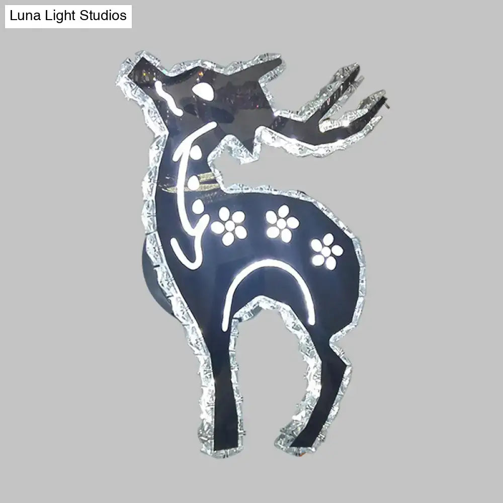 Modern black deer led light with deer crystal shade bedroom sconce