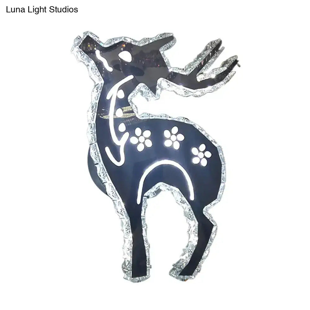 Modern black deer led light with deer crystal shade bedroom sconce