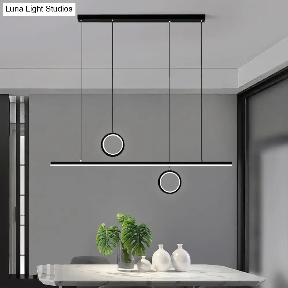 Modern black dual ring led island pendant light dining room