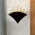 Modern black fan crystal wall light fixture bedroom sconce