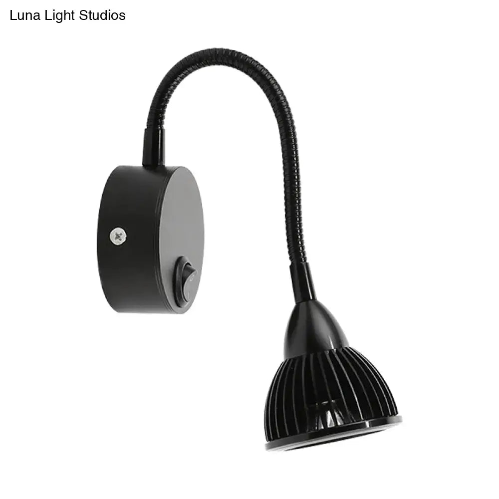 Modern black finish metal shade wall lamp bedroom warm white led