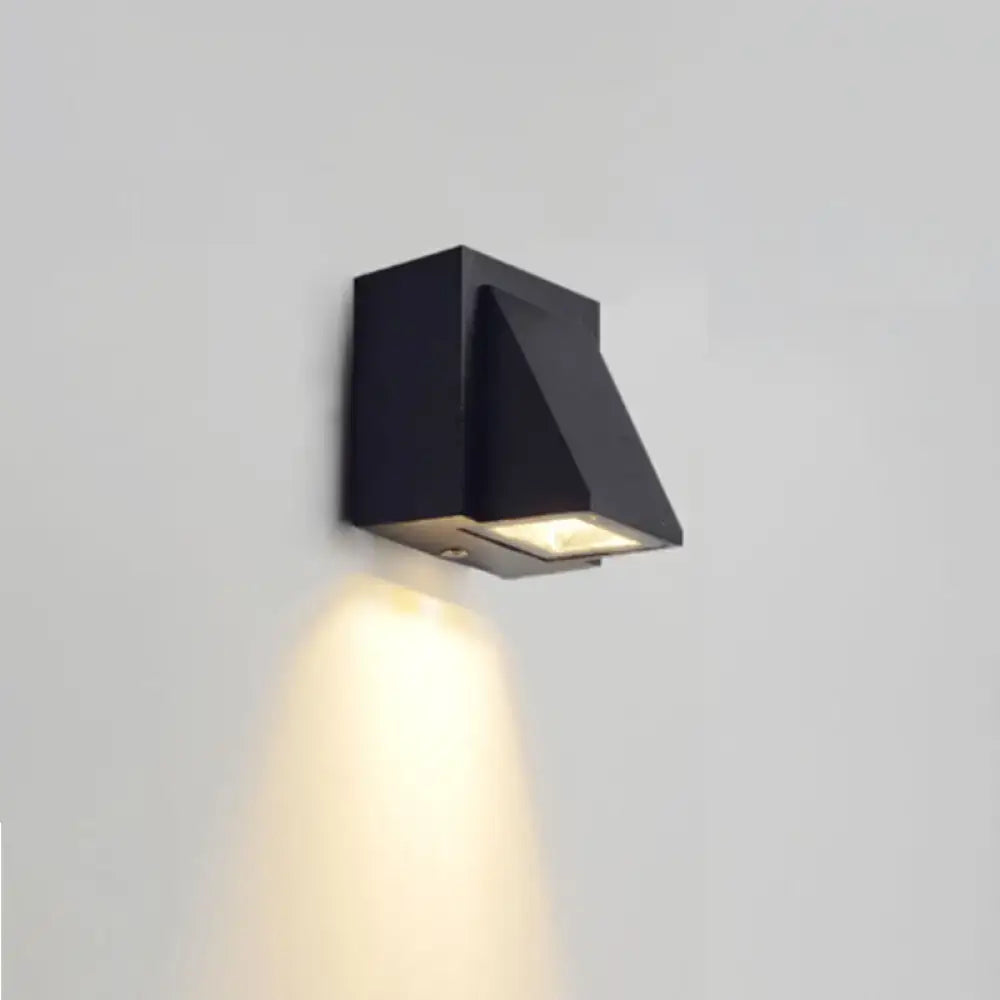 Modern black geometric led outdoor wall mount – patio sconce light