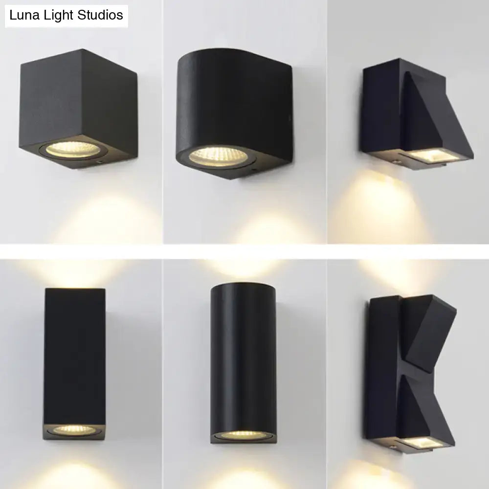 Modern black geometric led outdoor wall mount – patio sconce light