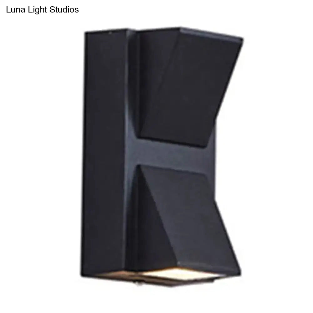 Modern black geometric led outdoor wall mount – patio sconce light
