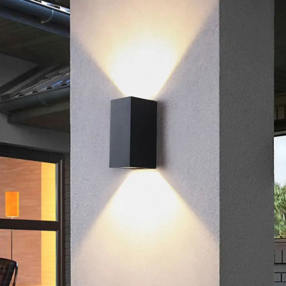 Modern black geometric led outdoor wall mount – patio sconce light