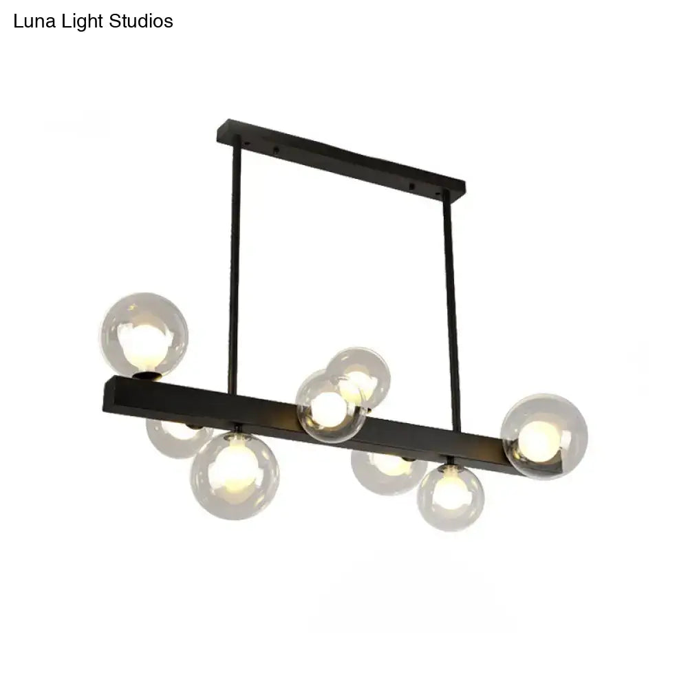Modern black glass bubble linear pendant light for dining room