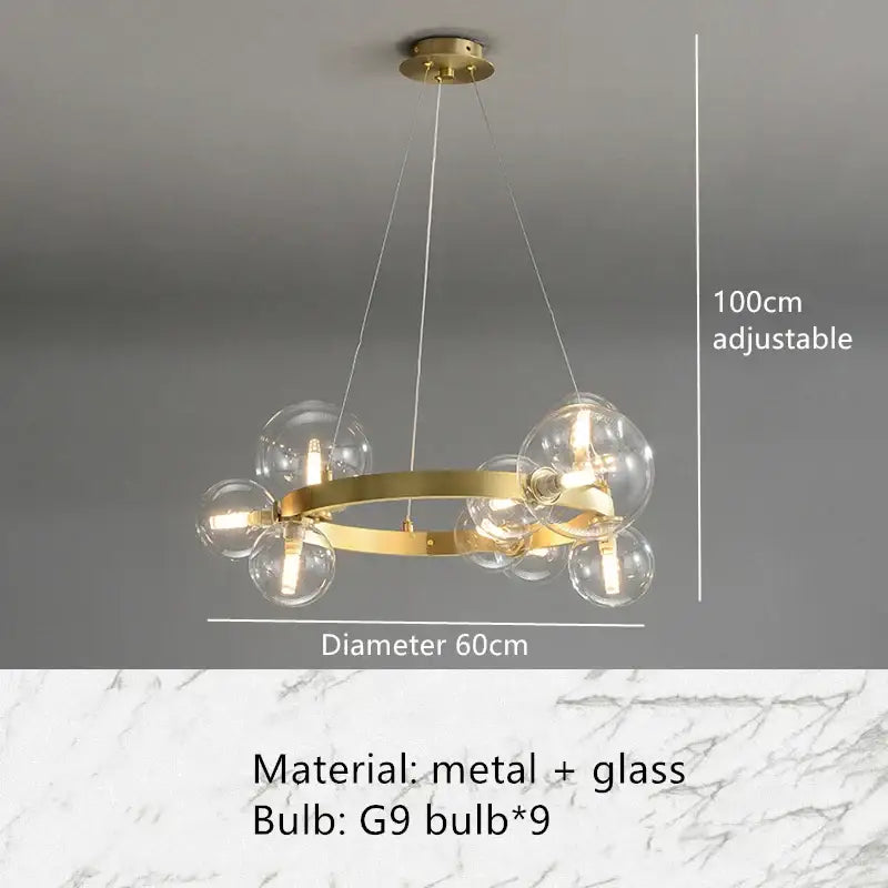 Modern black glass globe pendant light fixture dining room