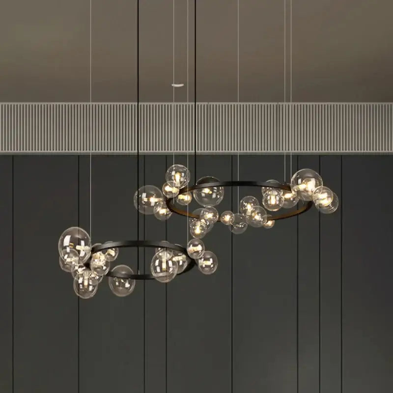 Modern black glass globe pendant light fixture dining room