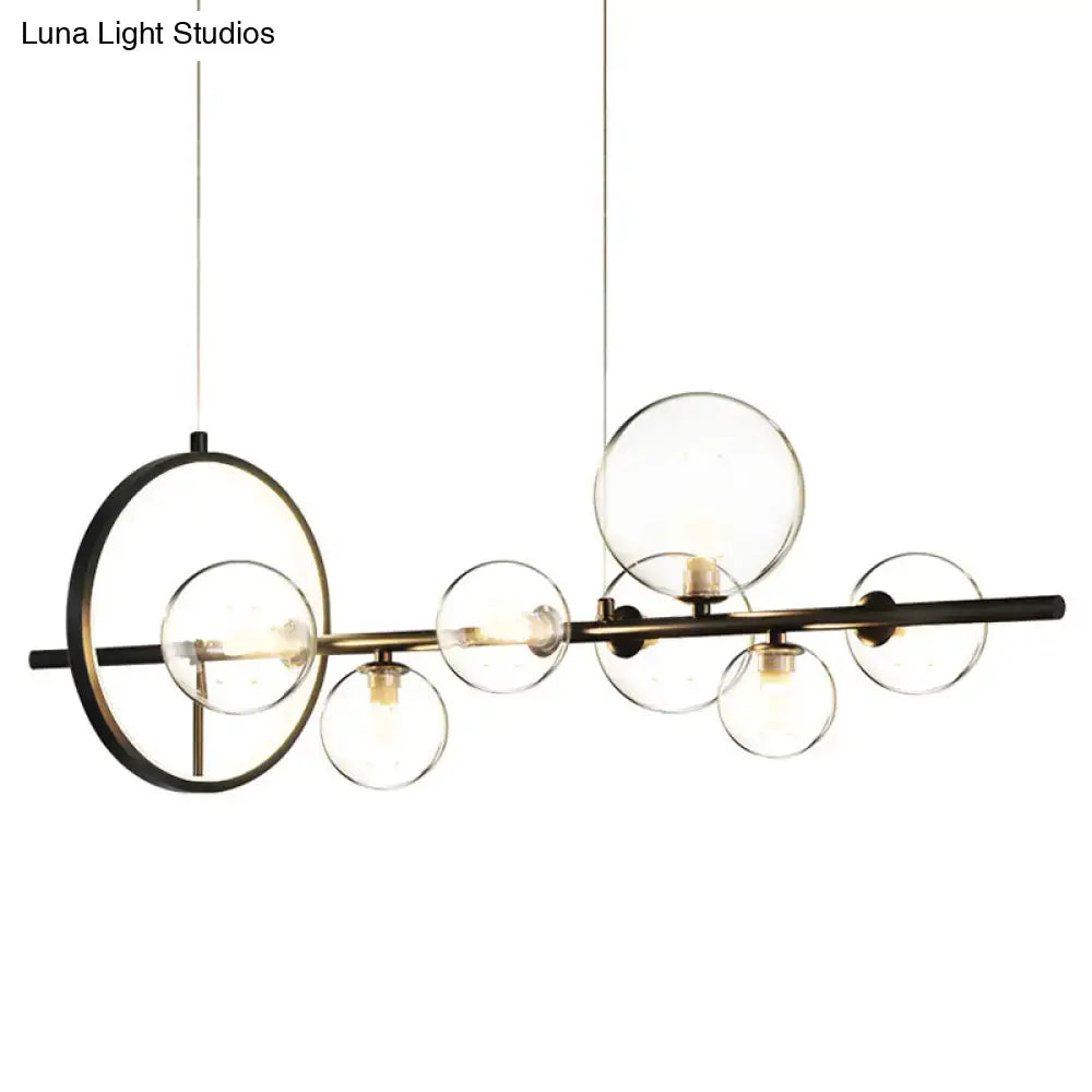 Modern black glass globe pendant light for dining table