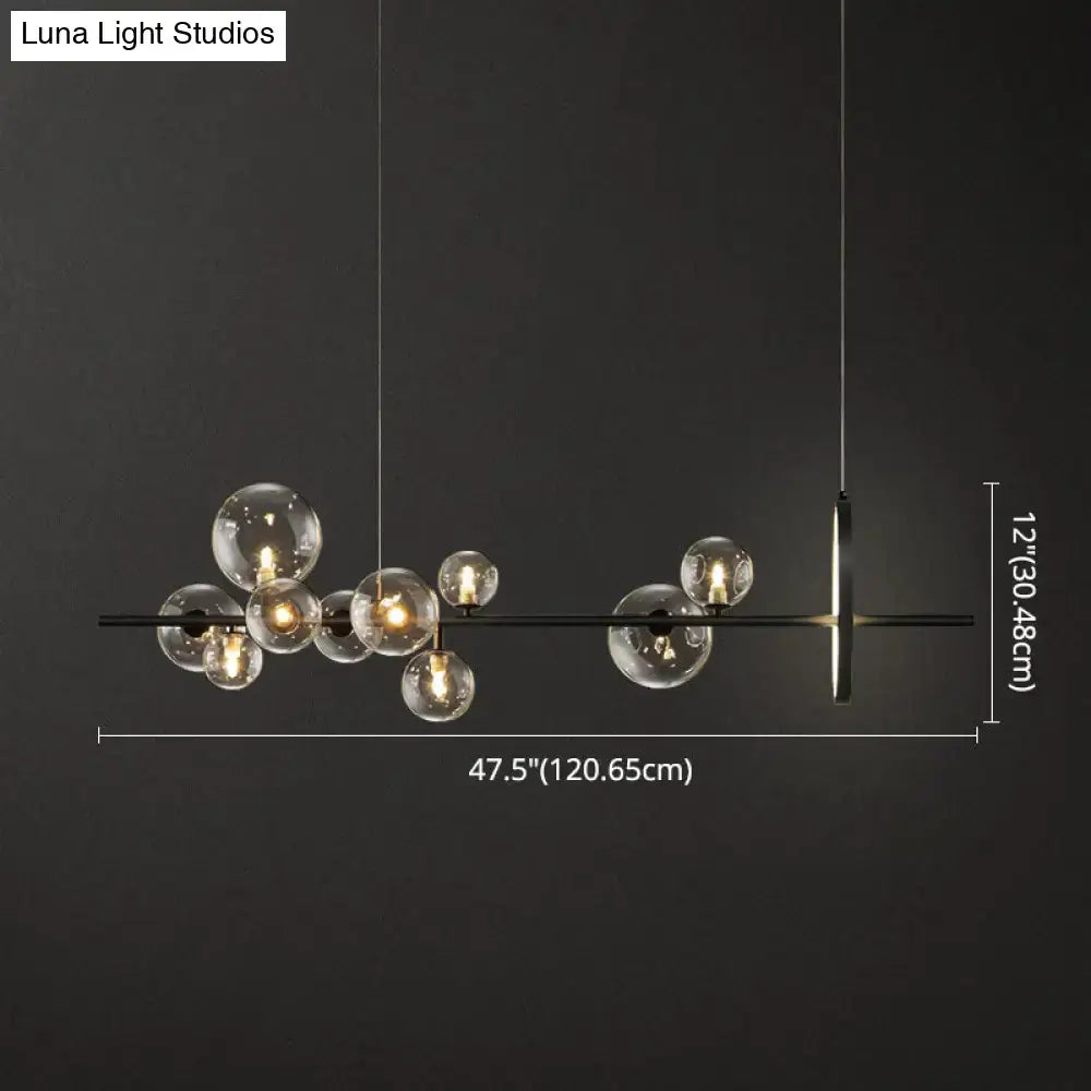 Modern black glass globe pendant light for dining table