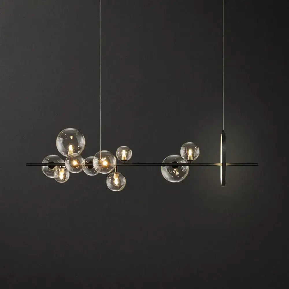 Modern black glass globe pendant light for dining table