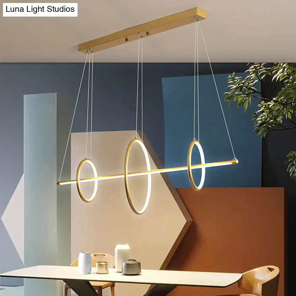 Modern black & gold acrylic linear suspension light dining room
