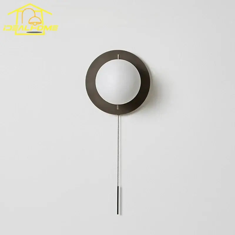 Modern black & gold ball wall lamp bedroom glass sconce