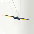 Decorbites modern island pendant lamp with bias cut tube design featuring matte black body and warm gold lining