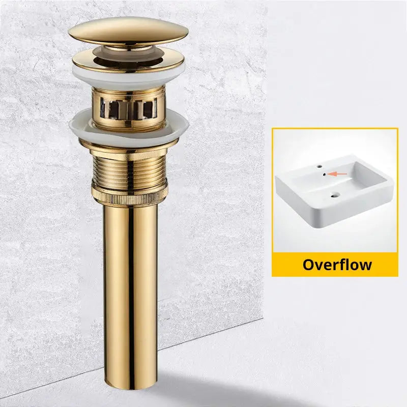 Modern black & gold brass basin sink pop up drain bathroom stopper