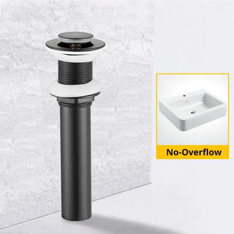 Modern black & gold brass basin sink pop up drain bathroom stopper