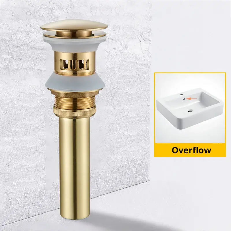 Modern black & gold brass basin sink pop up drain bathroom stopper