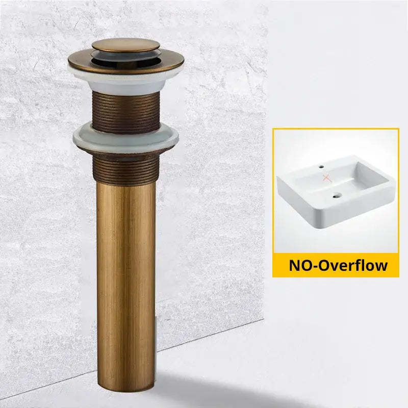 Modern black & gold brass basin sink pop up drain bathroom stopper