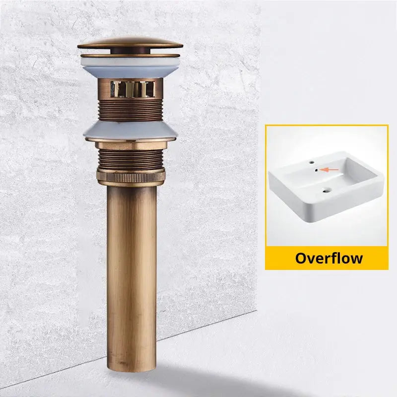 Modern black & gold brass basin sink pop up drain bathroom stopper