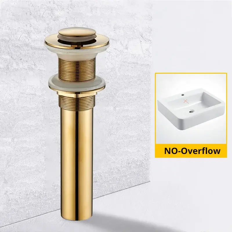 Modern black & gold brass basin sink pop up drain bathroom stopper