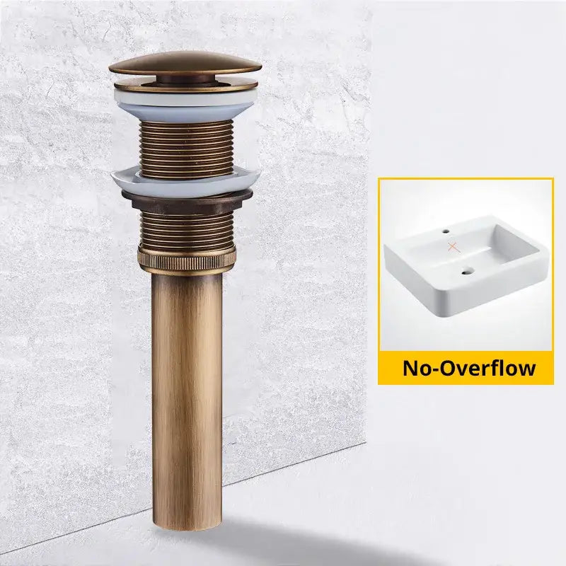 Modern black & gold brass basin sink pop up drain bathroom stopper