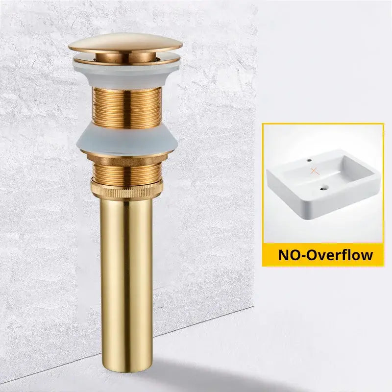 Modern black & gold brass basin sink pop up drain bathroom stopper
