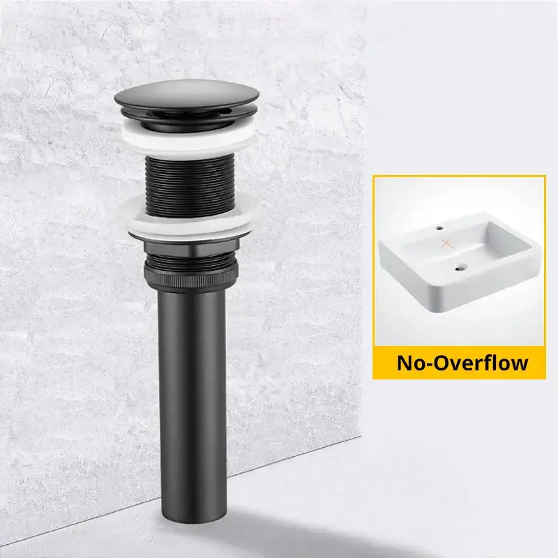 Modern black & gold brass basin sink pop up drain bathroom stopper
