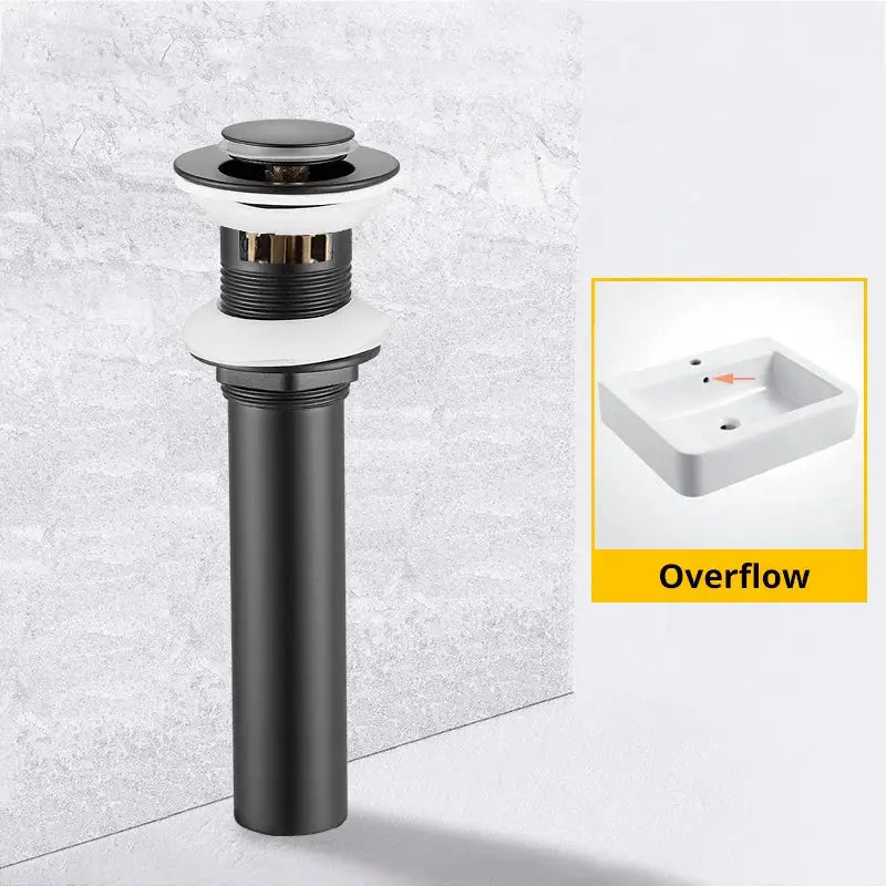 Modern black & gold brass basin sink pop up drain bathroom stopper