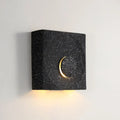 Modern black & gold cement square wall light bedroom moon sconce