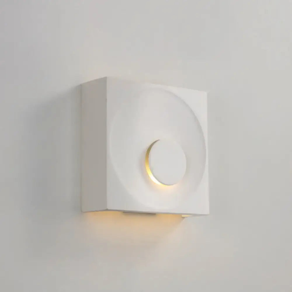 Modern black & gold cement square wall light bedroom moon sconce