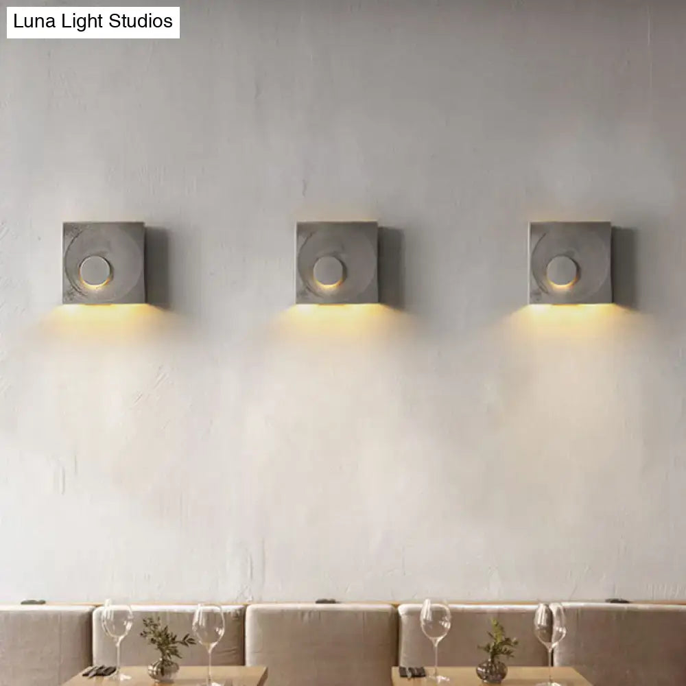 Modern black & gold cement square wall light bedroom moon sconce