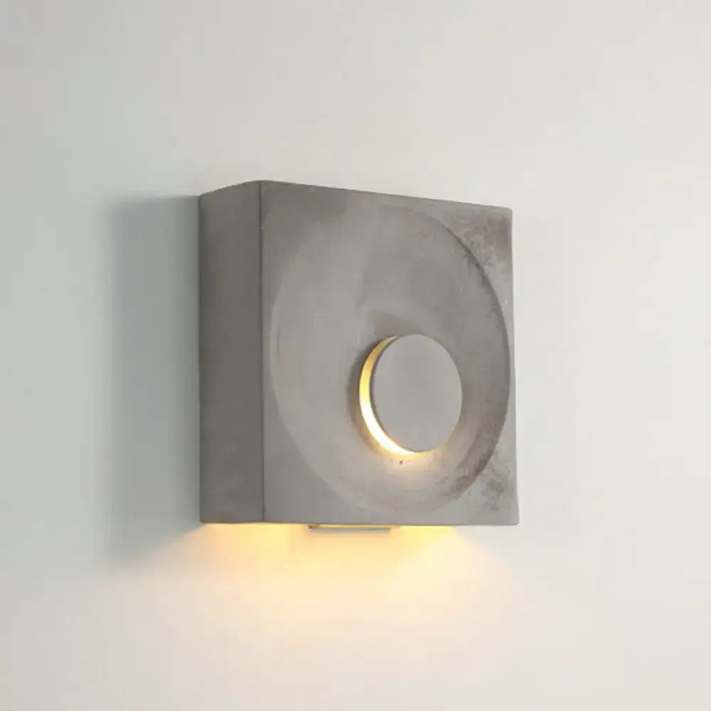 Modern black & gold cement square wall light bedroom moon sconce