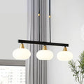 DecorBites black metal chandelier with three frosted white oval glass shades gold accents fixture height 220v-240v 110v-120v