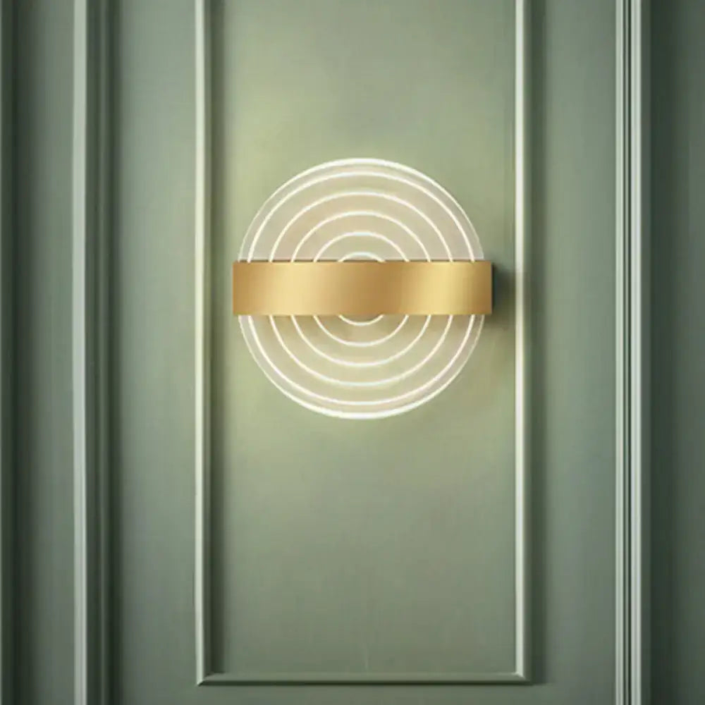 Modern black & gold circle led wall lamp for living room
