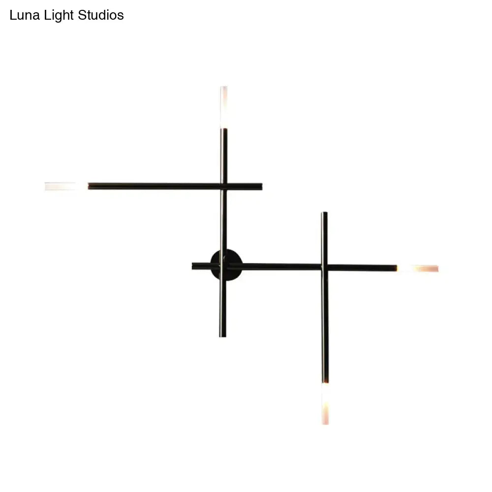 Modern black & gold crossed lines led wall light bedroom fixture